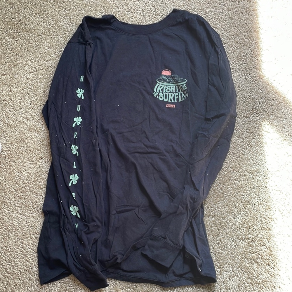 Hurley Long Sleeve Tee Shirt “Irish I was surfing “